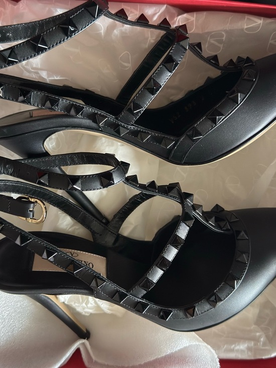 Valentino Shoes - Valentino Black Pyramid-Stud Strappy Heels